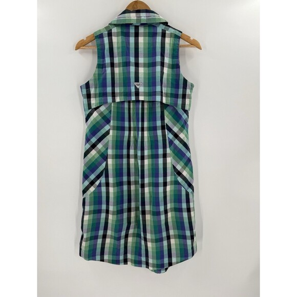 Columbia Super Bonehead PFG Dress MEDIUM Plaid Sleeveless 1/2 Button Down - Picture 6 of 16
